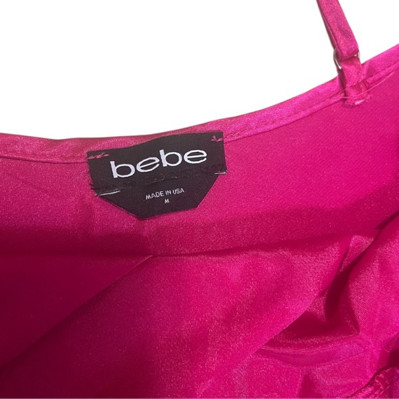 Bebe Satin Cowl Neck Slip Midi Dress | Pink - Picture 6 of 6